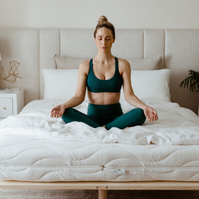 Yoga pose on Pure Trio Mattress