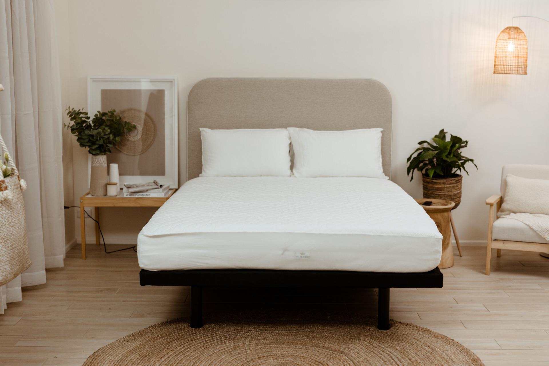 a pure trio australian made latex mattress on a bed in a morden bedroom